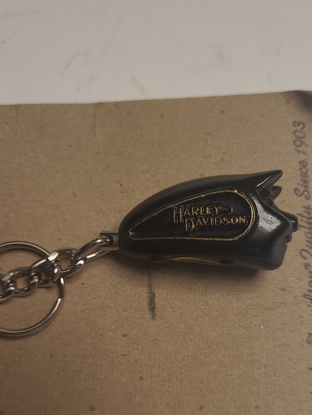 Harley-Davidson Black and Gold Tank Key Holder Keychain